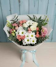 Букет цветов из:  Розы, Лизиантусы и Хризантемы #REPLACE_PRED# Золотарёвке