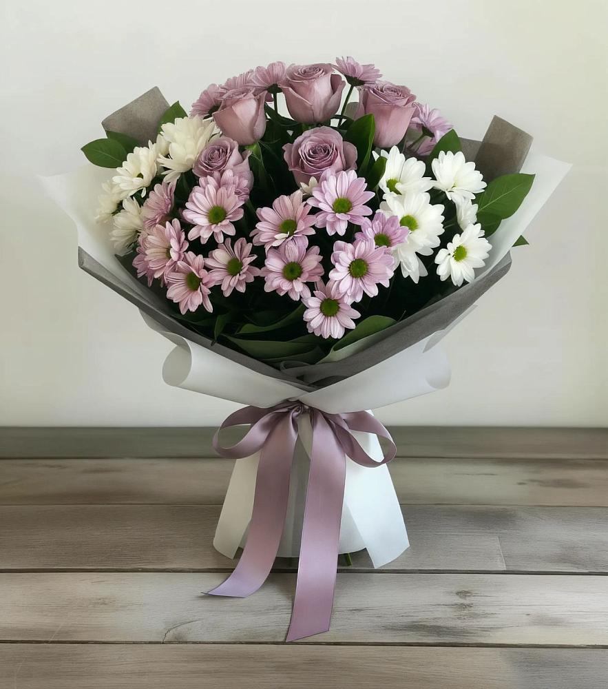 Букет цветов из: Хризантемы и Розы в Золотарёвке