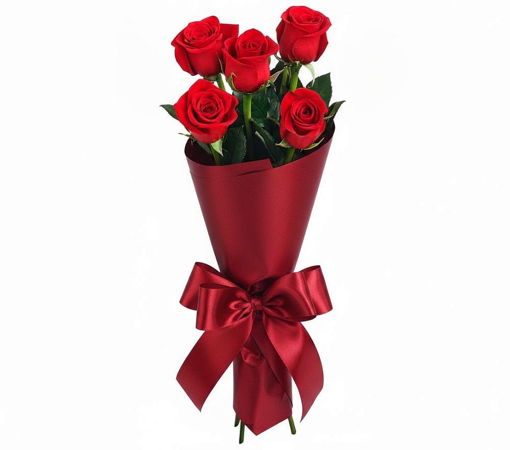Букет 5 Красных роз Эдлесс Лав в Золотарёвке