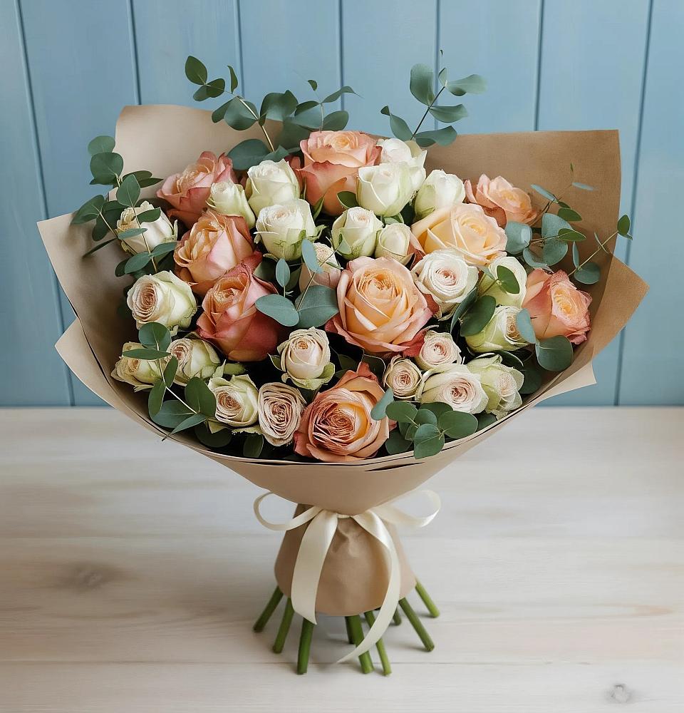 Букет цветов из: Альстромерии и Розы в Золотарёвке