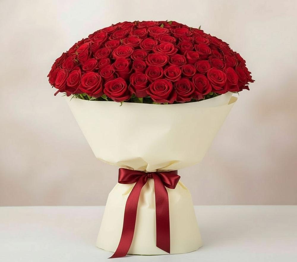 Букет 101 Красная роза Милано в Золотарёвке
