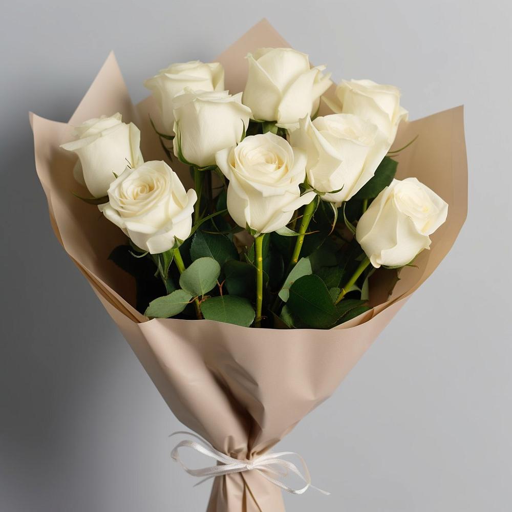 Букет 9 Белых роз Эдлесс Лав в Золотарёвке