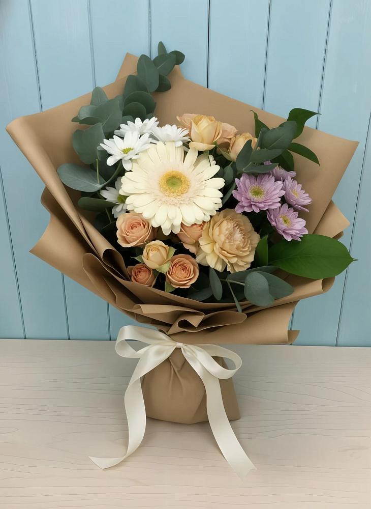 Букет цветов из: Герберы и Хризантемы в Золотарёвке