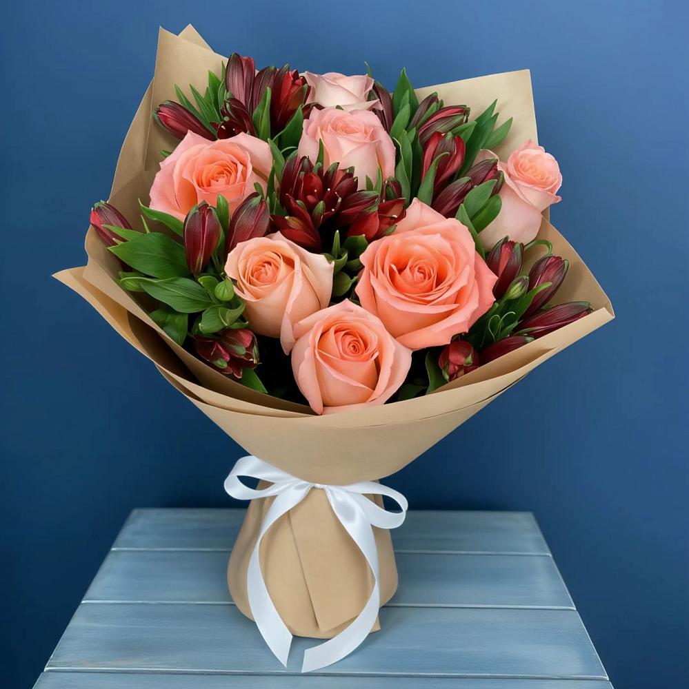 Букет цветов из: Розы и Альстромерии в Золотарёвке