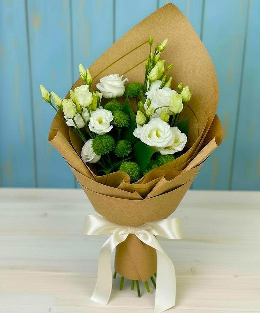 Букет цветов из: Хризантемы и Лизиантусы в Золотарёвке