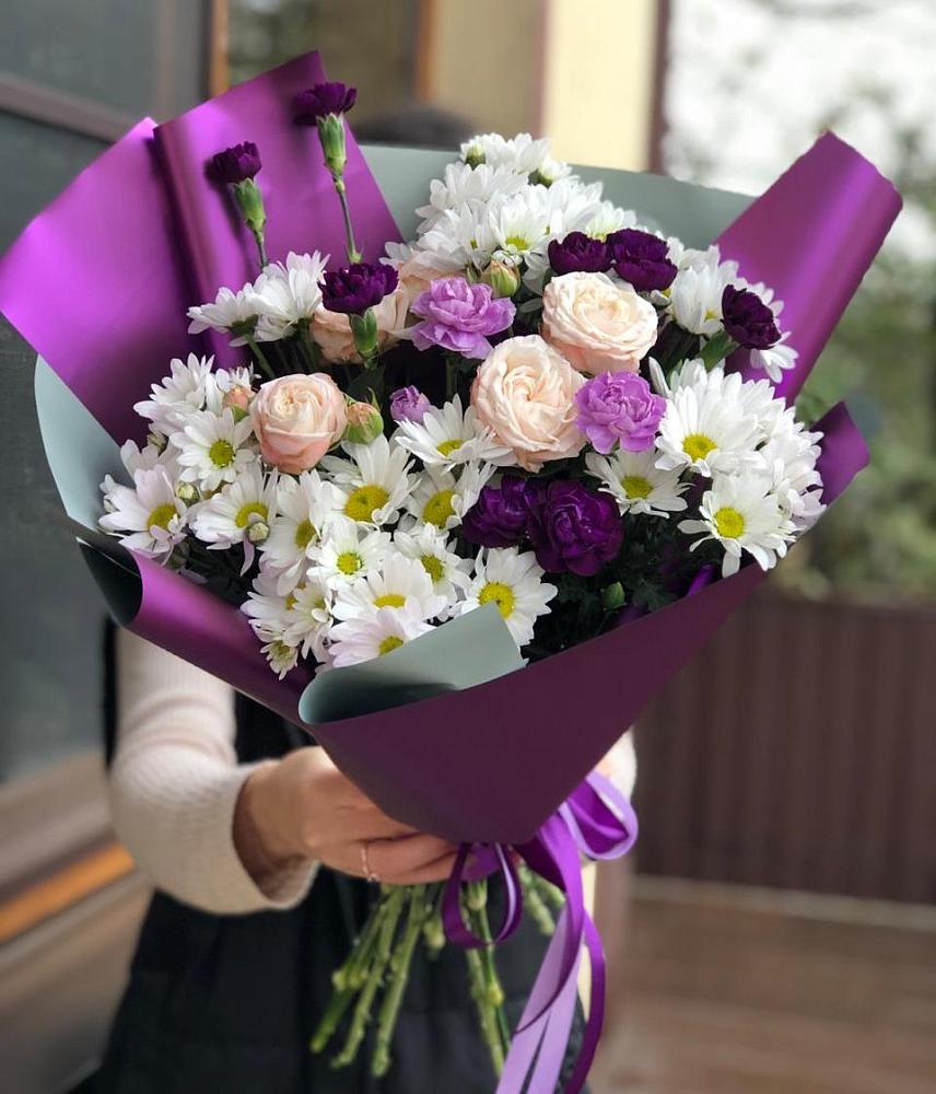 Букет цветов из: Хризантемы, Гвоздики и Розы в Золотарёвке