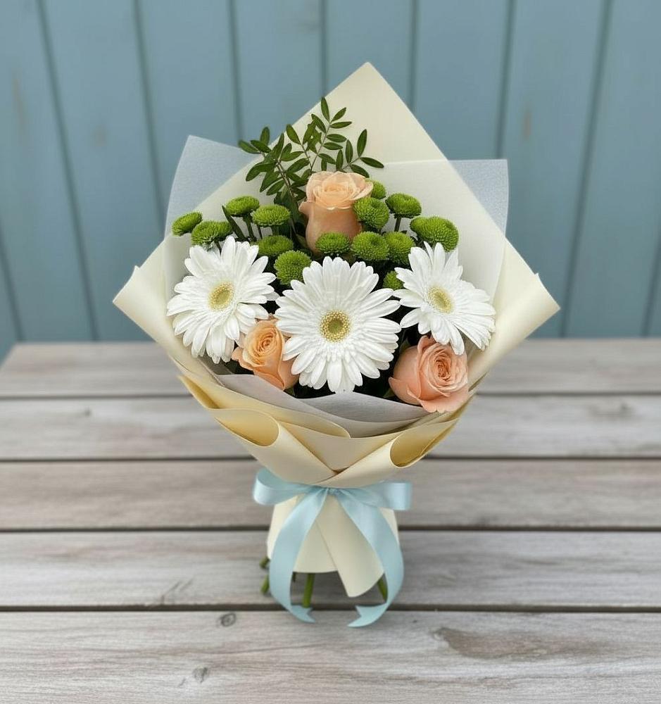 Букет цветов из: Герберы, Розы и Хризантемы в Золотарёвке
