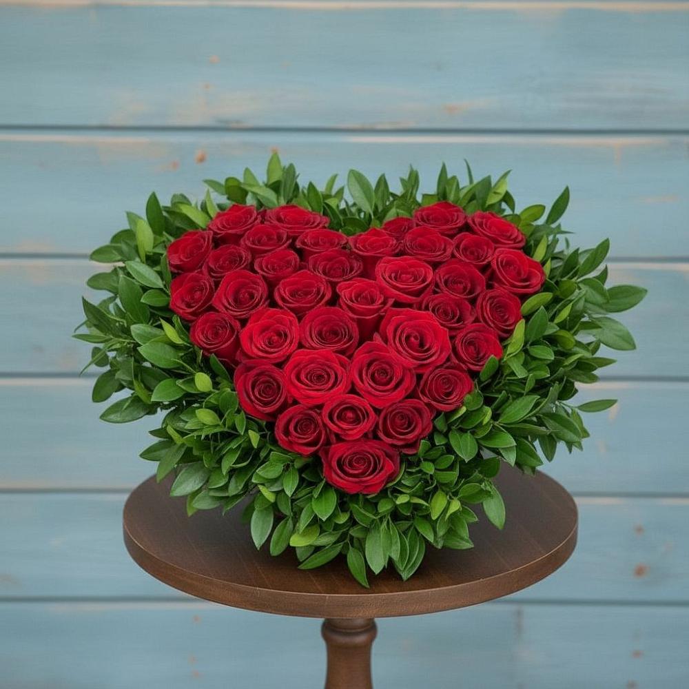 Цветочная композиция из Розы в виде сердца в Золотарёвке