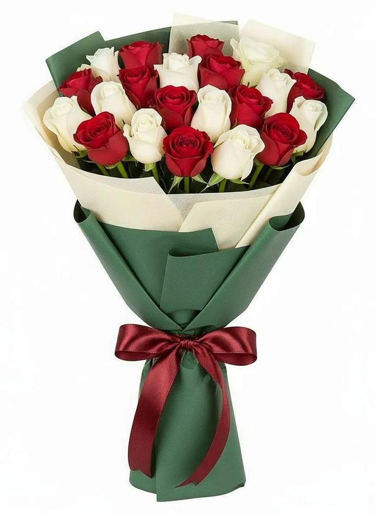 Букет Микс из красных и белых роз в Золотарёвке