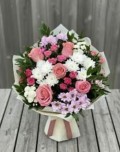 Букет цветов из:  Альстромерии, Гвоздики, Розы и Хризантемы в Золотарёвке