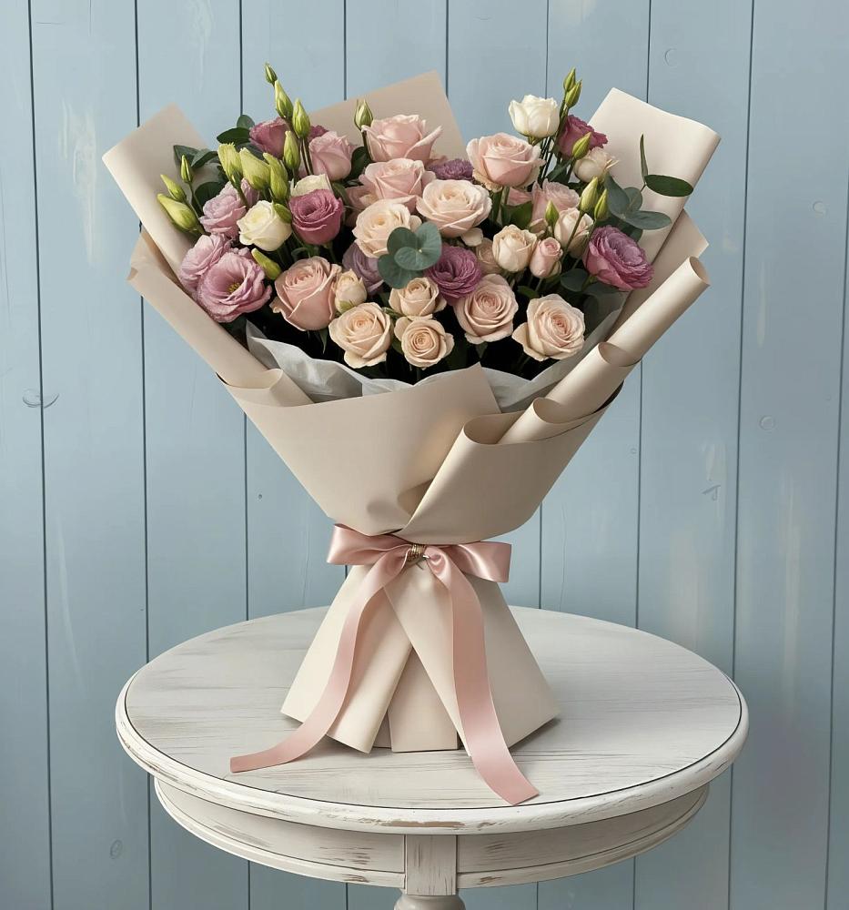 Букет цветов из: Розы и Лизиантусы в Золотарёвке