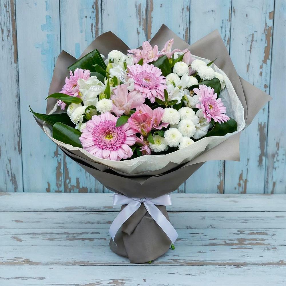 Букет цветов из: Герберы, Альстромерии и Хризантемы в Золотарёвке