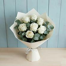 Букет Белые розы в Эвкалипте в Золотарёвке